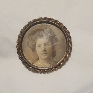 Antique Gold-Tone Portrait Brooch